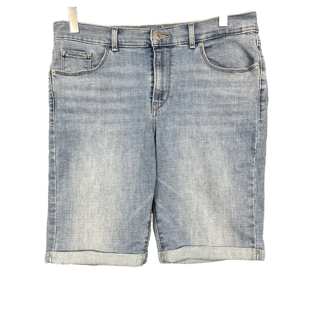Levis Shorts Womens 29 Denim Bermuda Short Light Wash Mid Rise Cuffed Longer